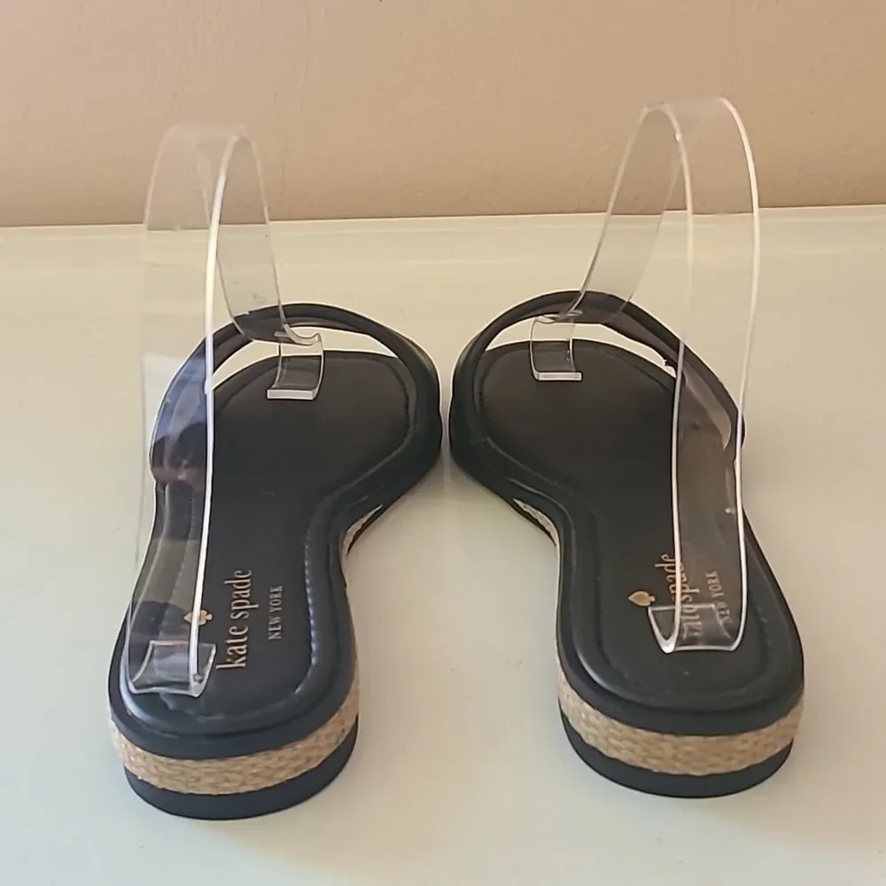Kate Spade New York Palm Cove Black Leather Slide Sandals Size 7.5B